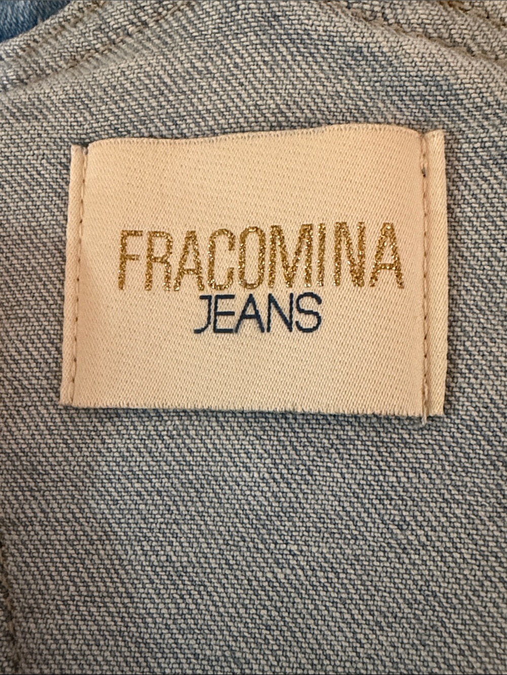 Fracomina Light Wash Distressed Denim Overalls with Heavy Rip & Rhinestones - Picture 8 of 14